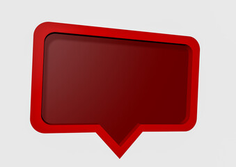 Message icon notification 3D, red color and white background