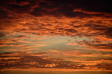 Sky backgroung. Sunset and sunrise, morning, evening. Colorful clouds. Abstract nature skyscape background.