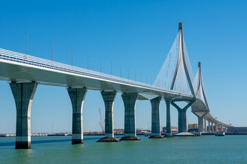 Constitution bridge, called La Pepa, in the Bay of Cadiz, Andalusia. Spain. Europe. February 14, 2021
