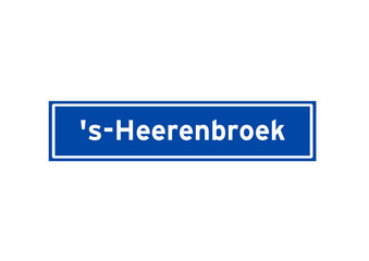 's-Heerenbroek isolated Dutch place name sign. City sign from the Netherlands.