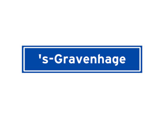 's-Gravenhage isolated Dutch place name sign. City sign from the Netherlands.