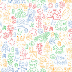 Children play with toys in the kindergarten. Kids playground. Education, creativity, imagination.