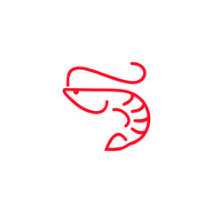 Obraz premium shrimp for Seafood restaurant logo. Red prawn 