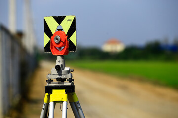 The theodolite on the construction site.