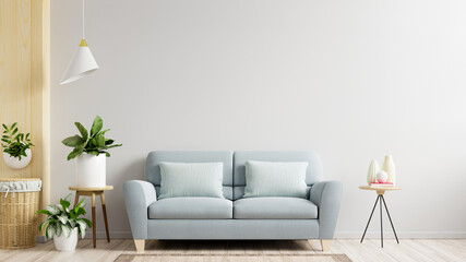 White wall living room have sofa and decoration.