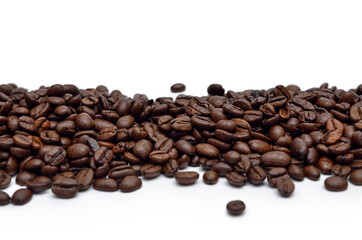 Fresh Roasted Coffee Beans Isolated on White.