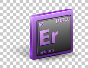 Erbium chemical element. Chemical symbol with atomic number and atomic mass.
