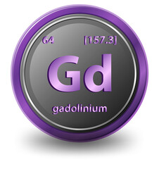 Gadolinium chemical element. Chemical symbol with atomic number and atomic mass.
