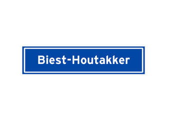 Biest-Houtakker isolated Dutch place name sign. City sign from the Netherlands.