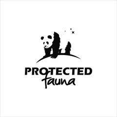 Panda Logo Simple Animal Vector Mascot. Protected Asia Bear Wildlife and Nature Graphic Design Template Element