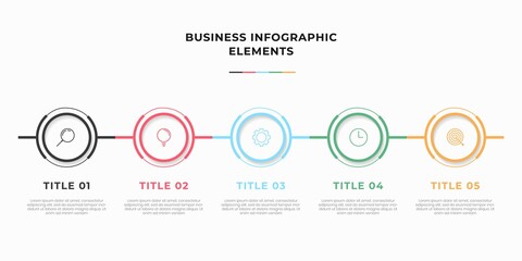 Presentation business infographic template with 5 options or steps. Modern infographic design template. Creative concept of five stages of business project