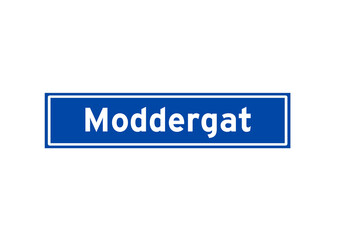 Moddergat isolated Dutch place name sign. City sign from the Netherlands.