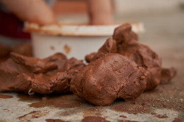 detail of the worked and molded clay. horizontal