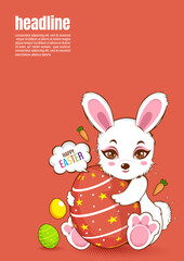 Happy Easter day, Rabbit White Cute, Bunny character design.