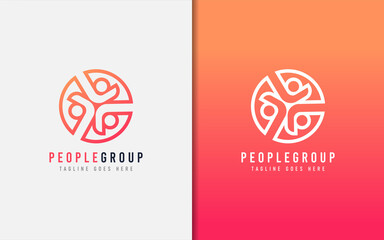 Creative People Group Logo Design. Abstract People Shape Combined with Circle. Usable For Business Brand and Company. Vector Logo Illustration.