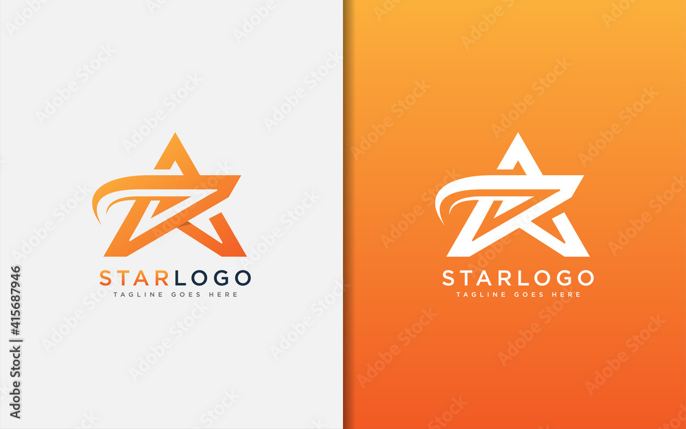 Wall mural creative star symbol logo design. abstract yellow star combined with arrow shape sign logo design, u