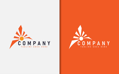 Abstract Sunburst Inside Triangle Shape Logo Design, Usable For Brand and Company. Vector Logo Illustration.