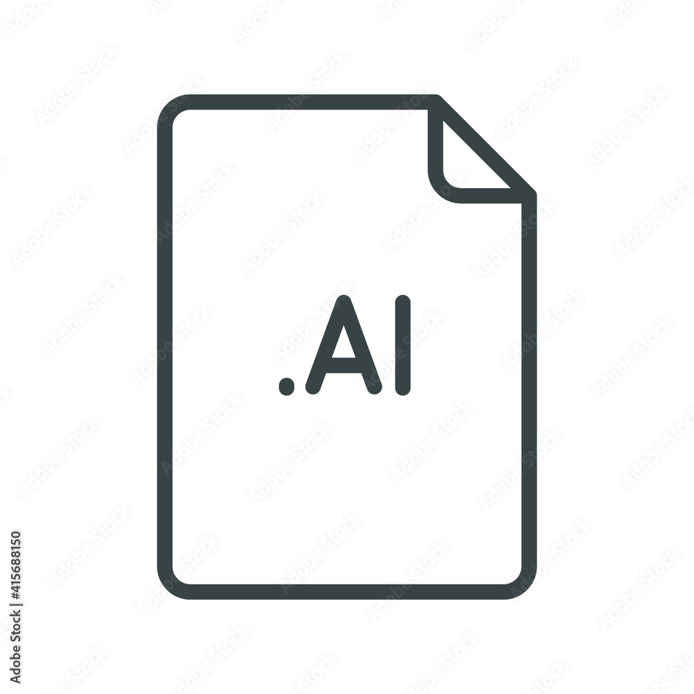 Fototapete AI file format line icon. Linear style sign for mobile concept and web design. Simple outline symbol. Vector illustration isolated on white background. EPS 10.