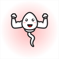 cute sperm mascot design with strong muscles vector design eps 10