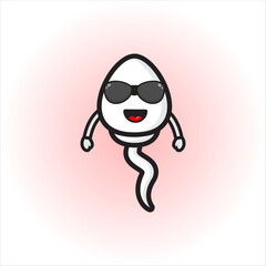 mascot design cute sperm wearing glasses vector design eps 10