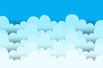 blue clouds cartoon. Nature art poster design. Seamless vector texture. Stock image.