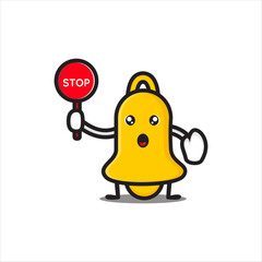 cute mascot bell with stop sign vector design eps 10