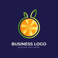 orange juice logo illustration, fruit logo with simple icons