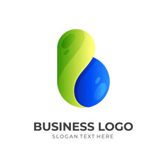 Simple letter B logo and 3d colorful logo vector