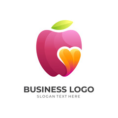 Apple logo and love design combination, red icons