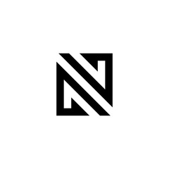 Letter NG N symbol outline logo design. Minimalist monochrome monogram. Elegant universal vector design