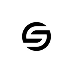 Letter CS SC symbol outline logo design. Minimalist monochrome monogram. Elegant universal vector design