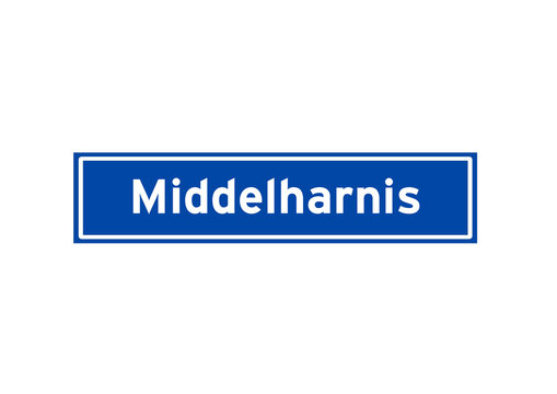 Middelharnis isolated Dutch place name sign. City sign from the Netherlands.