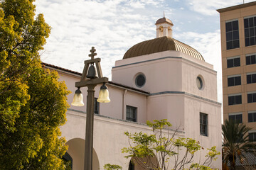 Daytime view of the historic skyline of downtown Riverside, California, USA.