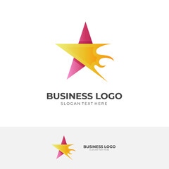 Obraz premium star fire logo, star and fire, combination logo with 3d yellow and red color style