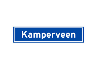 Kamperveen isolated Dutch place name sign. City sign from the Netherlands.