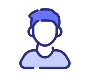 person man user single isolated icon with dash or dashed line style