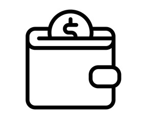 wallet wealth billfold single isolated icon with outline line style