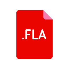 FLA file format flat icon. Linear style sign for mobile concept and web design. Simple color symbol. Vector illustration isolated on white background. EPS 10.