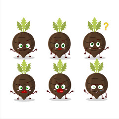 Cartoon character of black radish with what expression