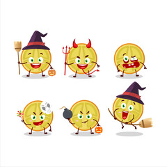 Halloween expression emoticons with cartoon character of slice of lulo
