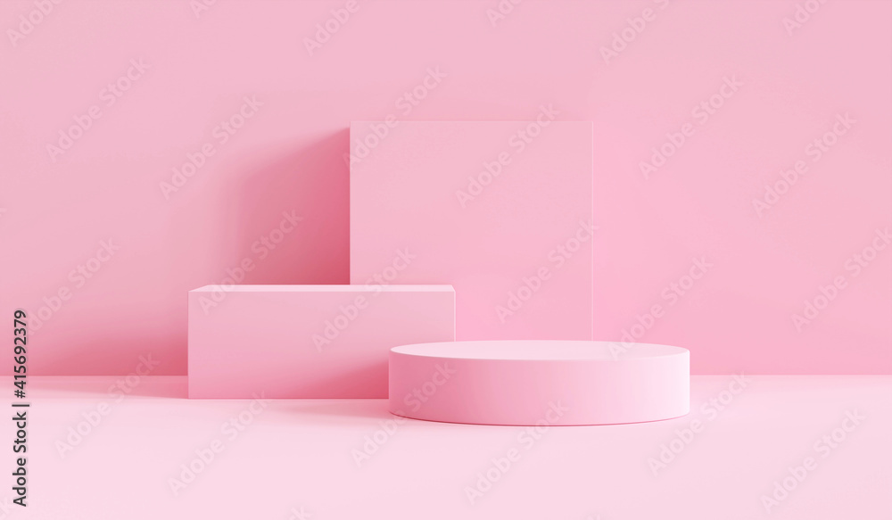 Poster minimal abstract background 3d rendering abstract geometric shape group set pink