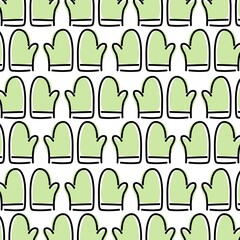 Gloves kitchen pattern vector, white isolated background