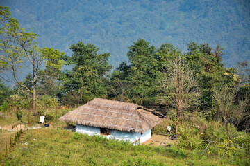 Fototapeta na wymiar Beautiful Thatch Hut in remote Darjeeling Hill