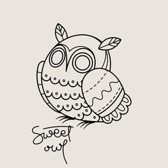 Sweet outline logo. Doodel isolated emblem design. Kids education symbol