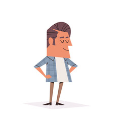 beautiful man standing pose male cartoon character full length vector illustration