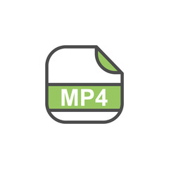 MP4 File Extension, Rounded Square Icon with Text - Format Extension Icon Vector Illustration.