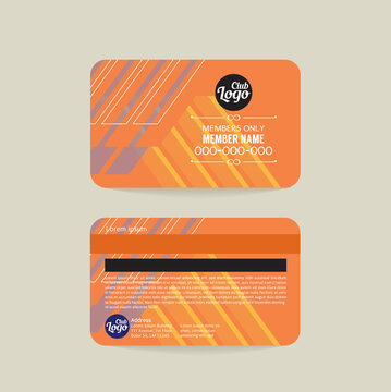 Front And Back Club Member Card Template Abstract Triangle Vector Illustration.