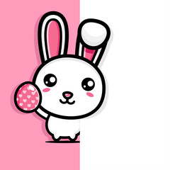 cartoon cute half rabbit vector design