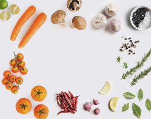 Healthy food ingredient, on white background with copy space