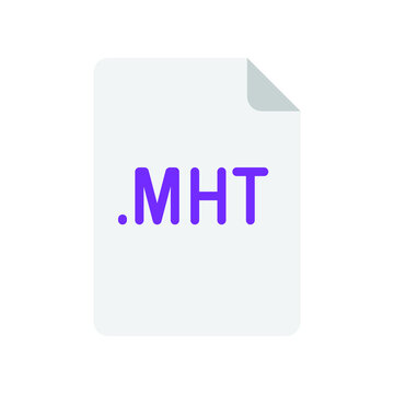 MHT file format flat icon. Linear style sign for mobile concept and web design. Simple color symbol. Vector illustration isolated on white background. EPS 10.